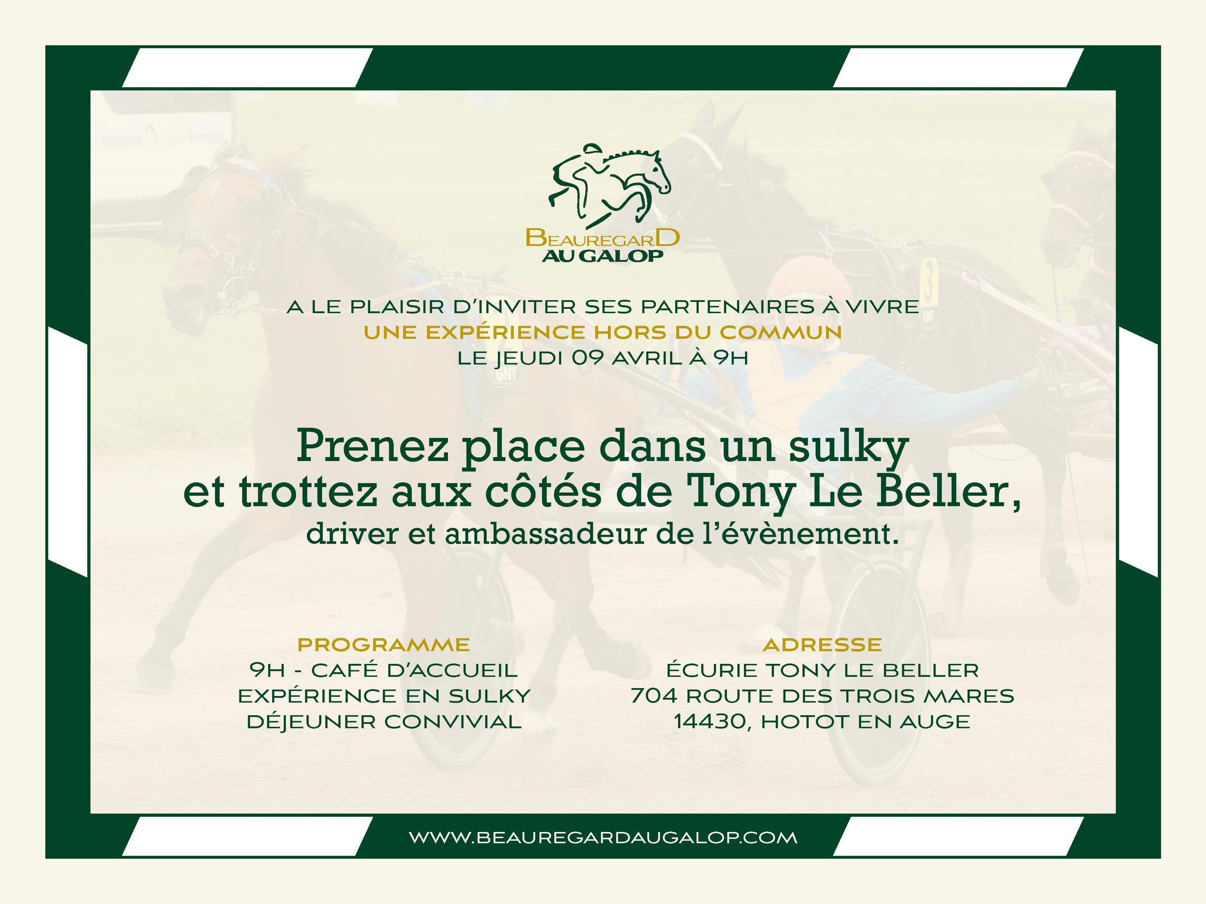 Invitation Expérience Sulky – Tony Le Beller